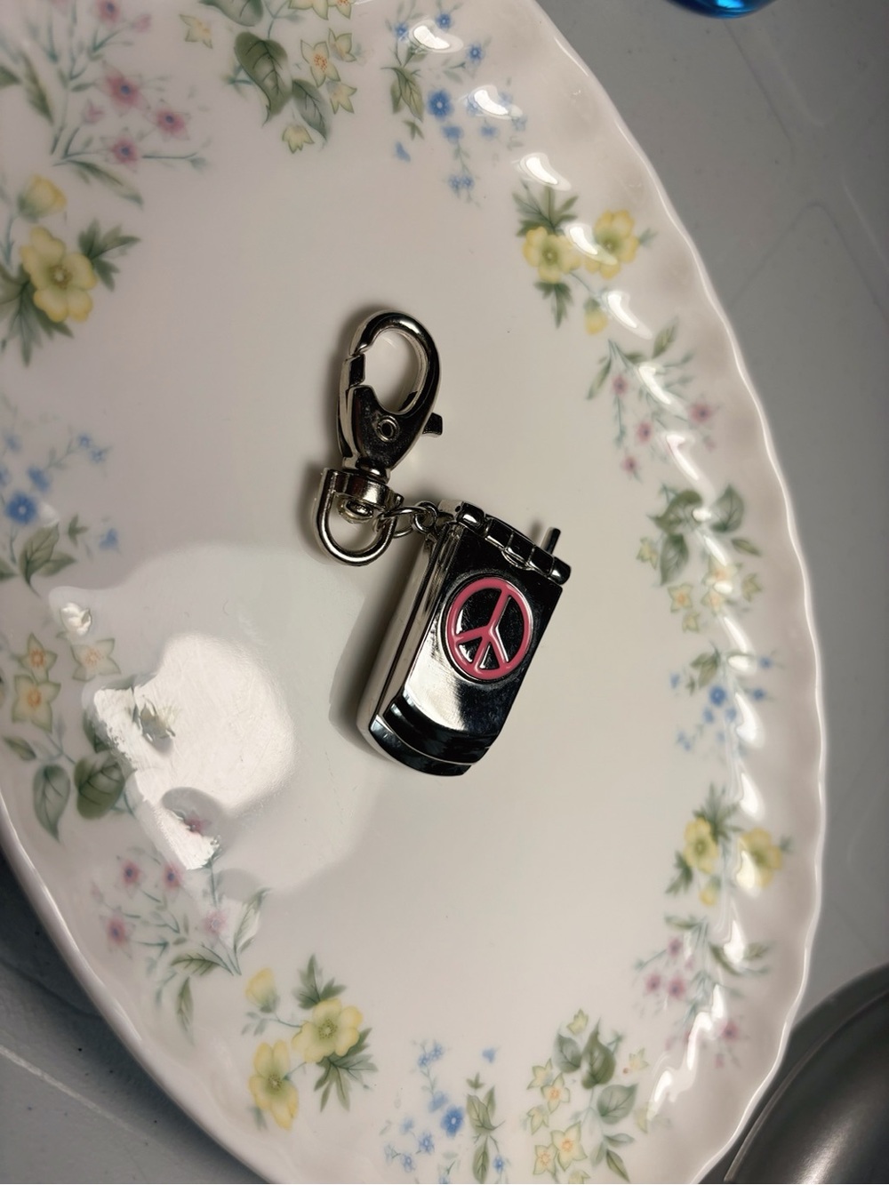 Y2K Peace Flip Phone Keychain